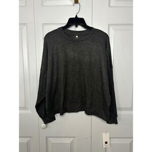 EMILY HSU DESIGNS Charcoal Gray Long Sleeve Crewneck Top Women's Size S, NWT